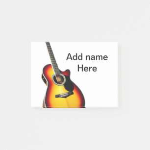 Post-it® Ajoutez votre nom texte marron guitare acoustique