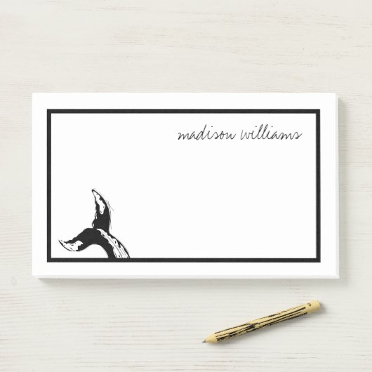 Post-it® Ajoutez votre nom | Une baleine d'une queue (Sur un bureau)