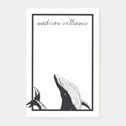 Post-it® Ajoutez votre nom | Une baleine d'une queue (Devant)