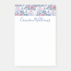 Post-it® Ajoutez votre nommé rose et motif de rose de