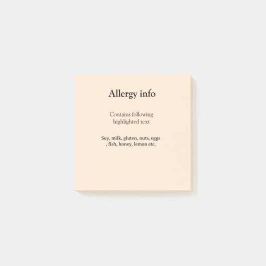 Post-it® Alerte d'allergie alimentaire ajouter le nom des a (Devant)