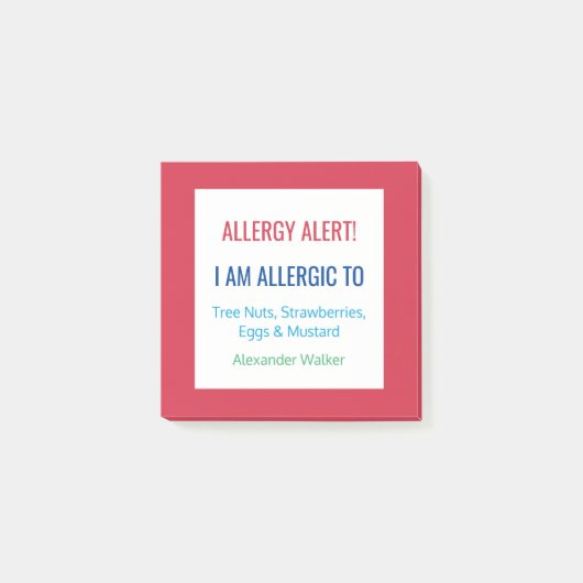Post-it® Alerte d'allergie alimentaire Alerte de restaurant (Devant)