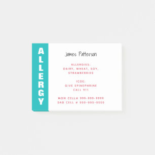Post-it® Alerte d'allergie alimentaire personnalisée urgenc