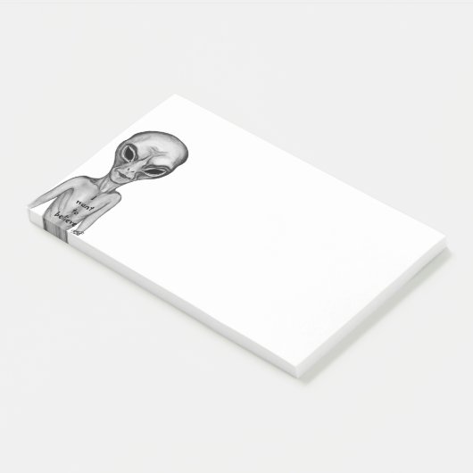 Post-it® Alien gris, je veux croire (Incliné)