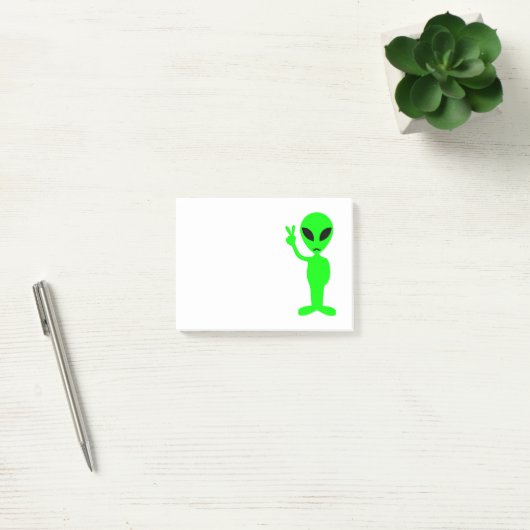 Post-it® Alien vert mustachioé (Bureau)