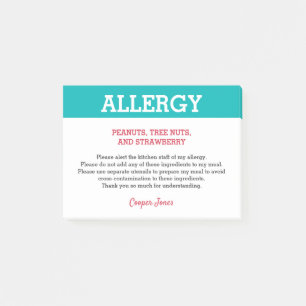 Post-it® Allergie alimentaire Teal personnalisé par