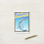 Post-it® Aloha ! Hawaï ! Affiche de voyage dauphin (Sur un bureau)