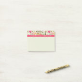 Post-it® Aloha Tropical Floral Rose et Lime Personnalisé (Sur un bureau)