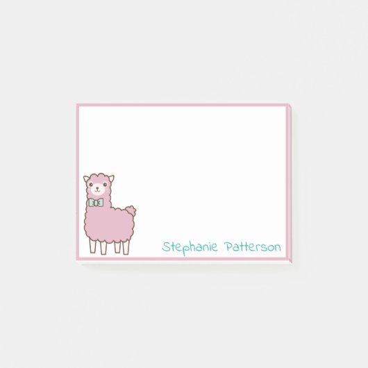 Post-it® Alpaga De Llama Rose Avec Turquoise Bowtie Personn (Devant)