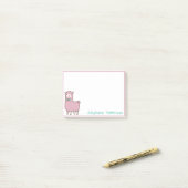 Post-it® Alpaga De Llama Rose Avec Turquoise Bowtie Personn (Sur un bureau)