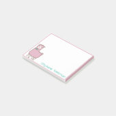 Post-it® Alpaga De Llama Rose Avec Turquoise Bowtie Personn (Incliné)