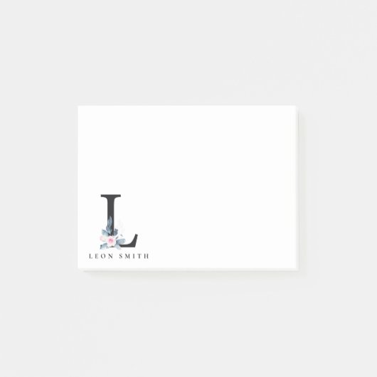 POST-IT® ALPHABÈTES FLORAUX BLEUS DOUX NOM LETTRE L (Devant)