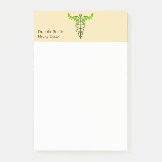 Post-it® Alternative Médicale Caduceus Vert Feuilles Beige (Devant)