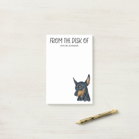 Post-it® Amant de Pinscher Miniature (Sur un bureau)