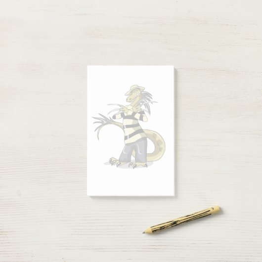 Post-it® Amargasaurus Pose Comme Freddy Krueger. (Sur un bureau)