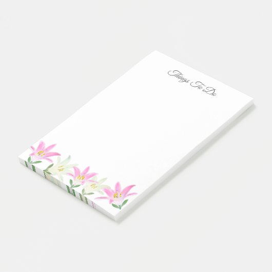 Post-it® Amaryllis rose et blanc sur les choses blanches à (Incliné)