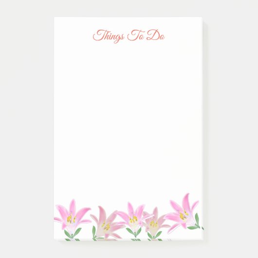 Post-it® Amaryllis rose sur les choses blanches à faire Not (Devant)