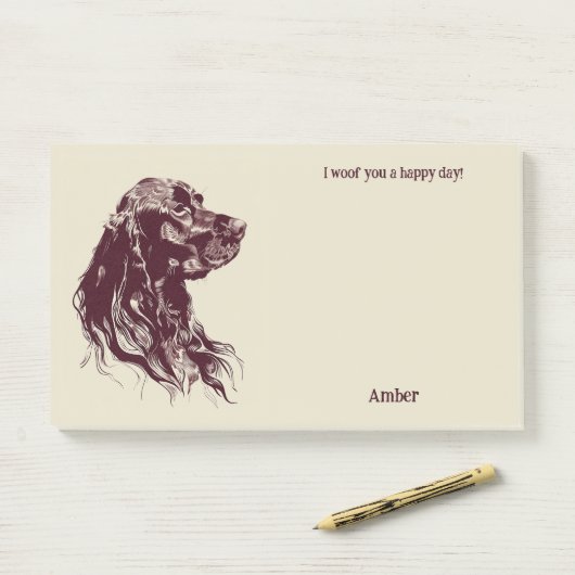 Post-it® American Water Spaniel Abstrait Art Chien Nom (Sur un bureau)