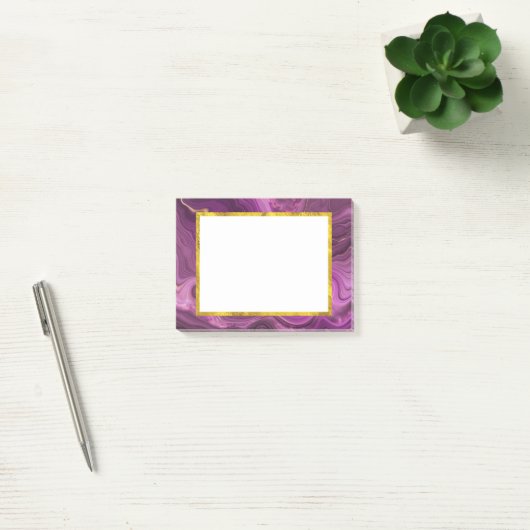 Post-it® Améthyste Violet Et Agate Abstrait Or (Bureau)
