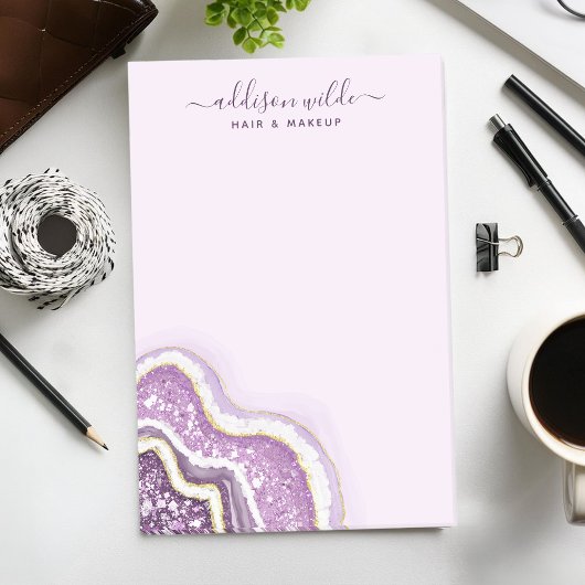 Post-it® Améthyste Violet Paillettes Agate Géode Luxe Chic