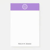 Post-it® Améthyste Wht Cadre Rnd Clé Grecque Monogramme Ini (Devant)