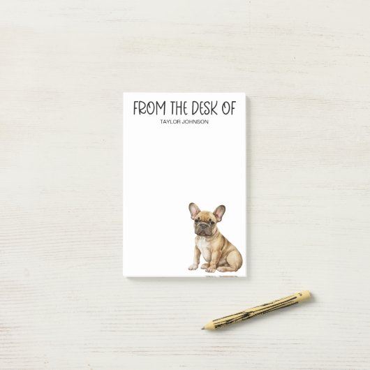 Post-it® Amour de Bulldog (Sur un bureau)