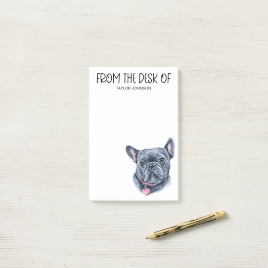 Post-it® Amour de Bulldog (Sur un bureau)