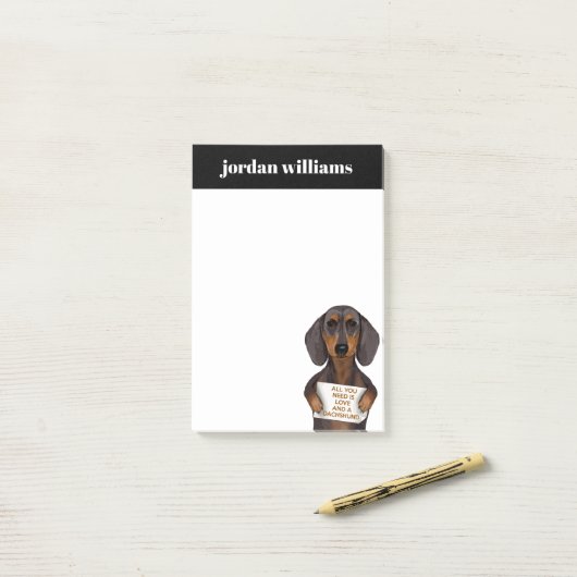 Post-it® Amour et Dachshund (Sur un bureau)