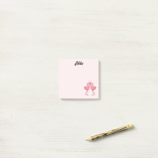 Post-it® Amour Flamant rose (Sur un bureau)