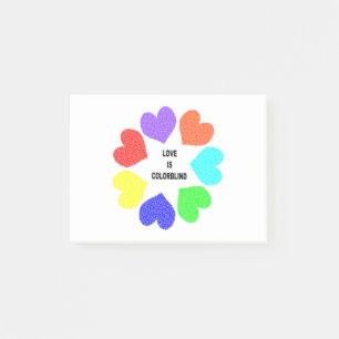 Post-it® Amour interracial Rainbow Hearts Post it note Pad