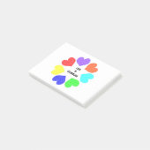 Post-it® Amour interracial Rainbow Hearts Post it note Pad (Incliné)