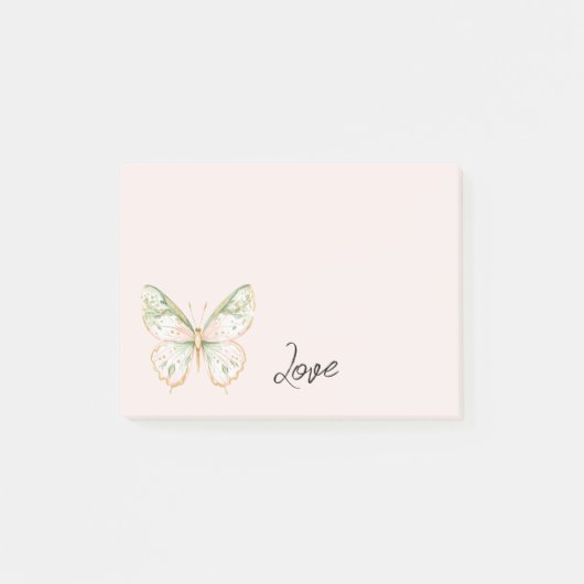 Post-it® Amour Papillon Rose Fushia Vert Menthe Or (Devant)