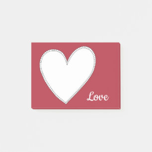 Post-it® Amour Rouge Uni avec Cœur Blanc