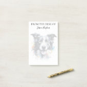 Post-it® Amoureux de Border Collie Chien Monogrammé (Sur un bureau)