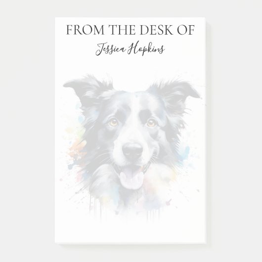 Post-it® Amoureux de Border Collie Chien Monogrammé (Devant)