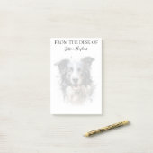 Post-it® Amoureux de Border Collie Chien Monogrammé (Sur un bureau)