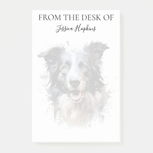 Post-it® Amoureux de Border Collie Chien Monogrammé (Devant)