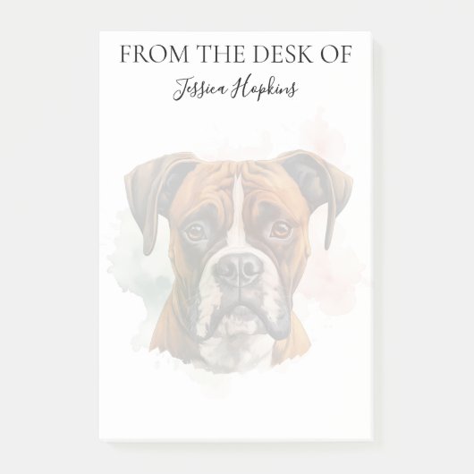 Post-it® Amoureux de Boxer Chien Monogrammé (Devant)
