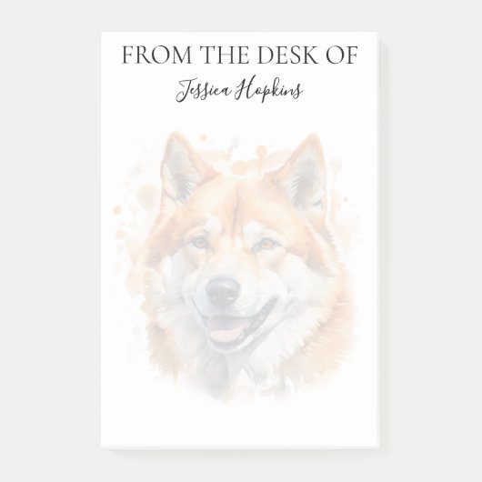 Post-it® Amoureux de l'Akita Chien Monogrammé (Devant)