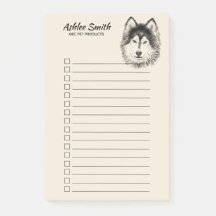 Post-it® Amoureux des chiens - Husky 2 - Liste de tâches No