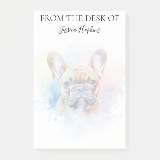 Post-it® Amoureux du Bouledogue Français Chien Monogrammé (Devant)