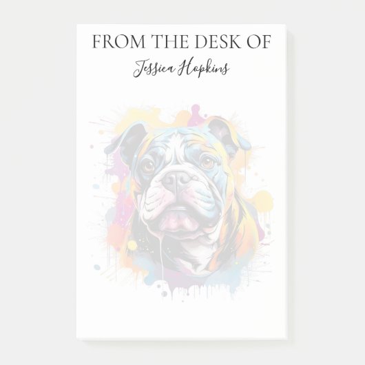 Post-it® Amoureux du Bouledogue Monogrammé Chien (Devant)