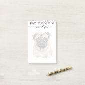 Post-it® Amoureux du Pug Chien Monogrammé (Sur un bureau)
