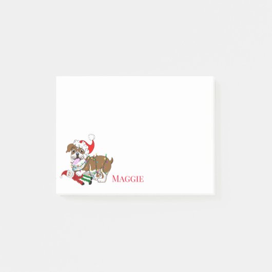Post-it® Amusant anglais Bulldog Xmas Lights Post-it Notes (Devant)