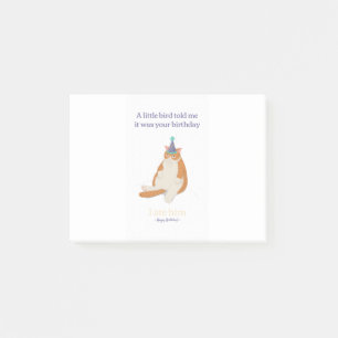 Post-it® Amusant chat d'anniversaire grumeux, joyeux design