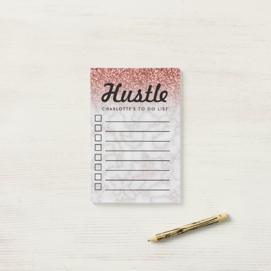 Post-it® Amusement de hâte pour faire le nom rose de (Sur un bureau)