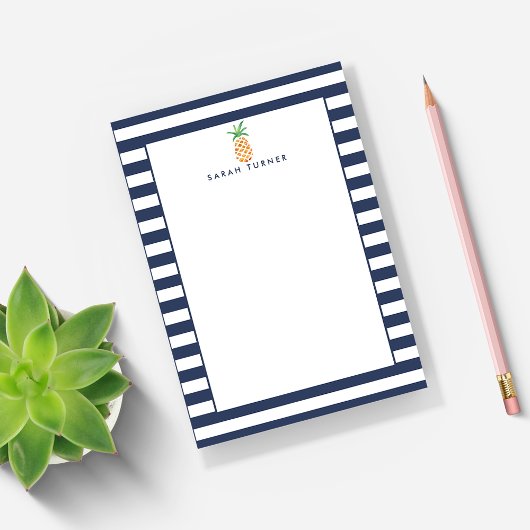 Post-it® Ananas à rayures de la marine Personnalisé