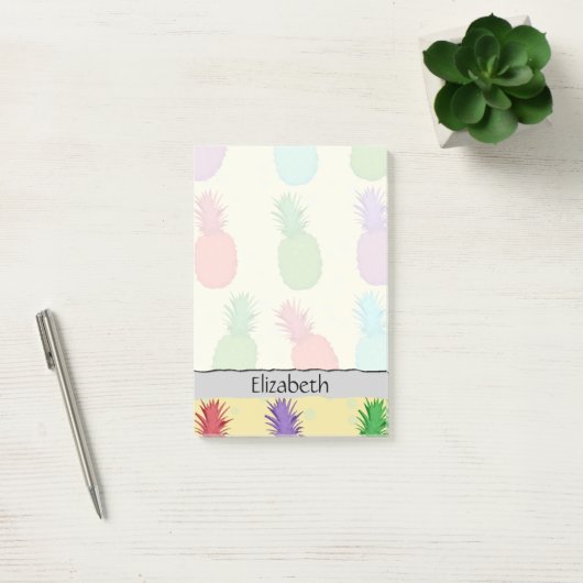 Post-it® Ananas colorés, Motif d'ananas, Votre nom (Bureau)