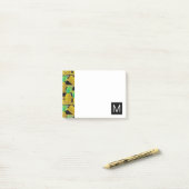 Post-it® Ananas d'or sur le monogramme des rayures | (Sur un bureau)