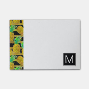 Post-it® Ananas d'or sur le monogramme des rayures  